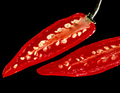 Sliced red hot chillies,Capsicum annuum