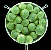 Metal sieve of Brussels sprouts