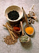 Assortment of spices with medicinal qualities