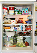 Food stored in a refrigerator