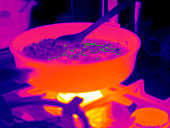 Cooking on a gas stove,thermogram