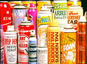Assorted aerosol spray cans