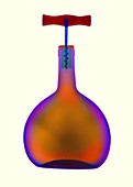 Wine bottle and corkscrew,X-ray