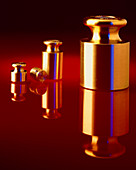 Precision weights used for measuring gold