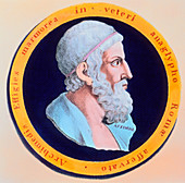 Coloured engraving of Archimedes
