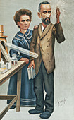 Caricature of Pierre and Marie Curie