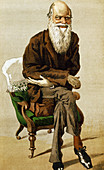 Caricature of Charles Darwin,British naturalist