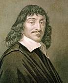 Engraving of French mathematician Rene Descartes