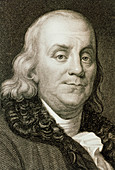 Portrait of American scientist Benjamin Franklin