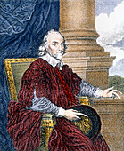 Coloured portrait of the physician William Harvey