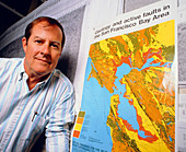 Professor Thomas McEvilly with map of Bay area