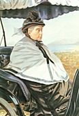 Historical artwork of Queen Victoria in a carriage