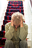 Depressed elderly woman