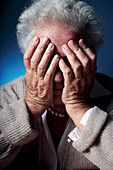 Depressed elderly woman