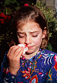 Ten-year-old girl with a nosebleed