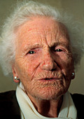 Close-up of the face of an elderly woman