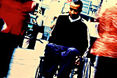 Disabled man in city