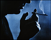 Profile of a man smoking a cigarette