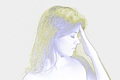 Artwork of woman holding her head during headache