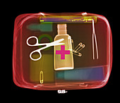 Coloured X-ray of a first aid kit