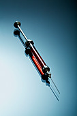 Blood-filled syringe