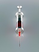 Syringe containing blood