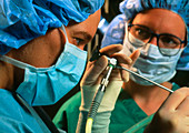Surgeon performing laparoscopy