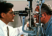 Slit-lamp tonometry eye examination for glaucoma