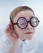 Boy wearing glasses