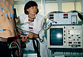 Patient wired to ECG machine