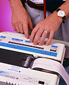 Portable ECG (electrocardiograph) machine