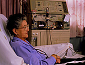 Patient in renal dialysis using kidney machine