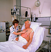 Elderly man in coronary care