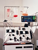 Blood separating machine with bags of blood parts