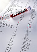Blood sample with results