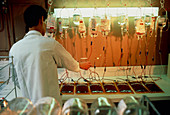 Scientist preparing blood for cryopreservation
