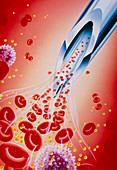 Illustration of syringe needle drawing blood lipid