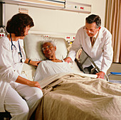 Nurse and doctor with elderly patient