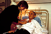 Hospice doctor and patient