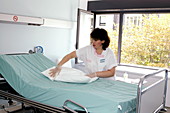 Cleaning hospital bed