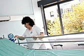 Cleaning hospital bed