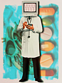 Abstract computer artwork of a hospital doctor