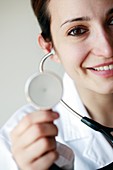 Smiling doctor with a stethoscope