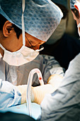 Surgeon performing mastectomy