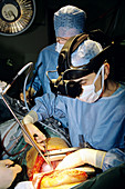 Surgeon wearing headmounted display