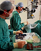 Surgeon performs a trabeculectomy on a patient