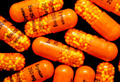 Capsules of the antibiotic drug,Erythromycin