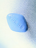 View of a blue Viagra pill