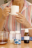 Woman taking medication