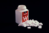 Bottle of aspirin,a common analgesic